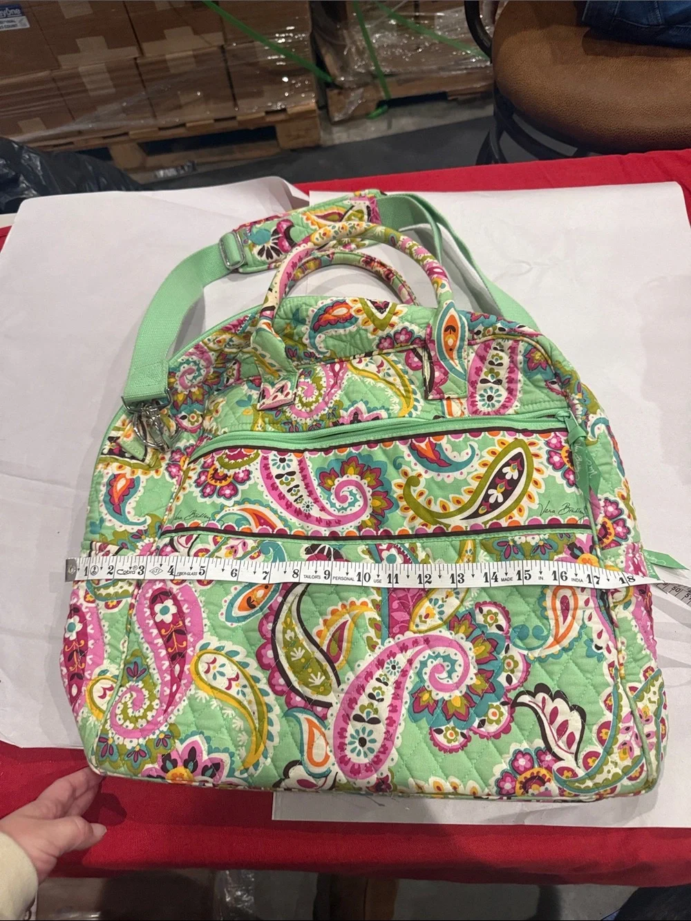 Quilted Paisley Convertible Tote Bag - Mint Multi